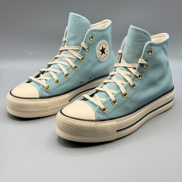 Converse Women's 9 Hi Top Platform Blue Sneakers Leather Suede CTAS Lift A13824C - Picture 2 of 13